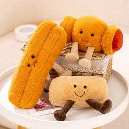 Leuke ongelukkige beignets toast broodvoedsel pluche speelgoed gevulde cartoon gelukkige koekjes worstbroodjes decor pop voor meisje kinderen verjaardag