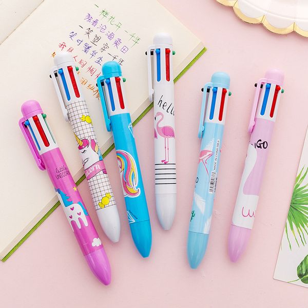 Lindo Unicornio 6 Colores Chunky Ballpoint Pen Kawaii Rollerball Pens School Office Supply Regalo Papelería Papelaria Escolar 0856