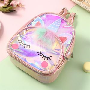 Mignon Licorne Mochilas Étanche PVC Sac D'école Jelly Sac À Dos Enfants Enfants Belle Animal Laser Sacs À Dos De Mode Cartoon Purse318T