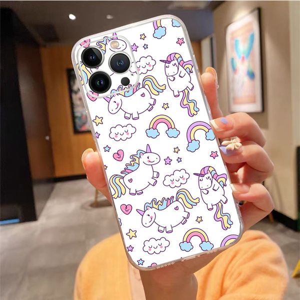 Étui de téléphone à licorne mignon pour iPhone 15 14 Pro Max 13 12 11 Pro Max XR 12mini 14 Plus Case Funda