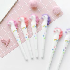 Stylo à gel souple en plastique Uni-corn mignon, stylo d'étudiant de dessin animé 0.5mm, recharge remplaçable d'encre bleue noire, fournitures d'écriture pour la maison, le bureau et l'école, cadeau pour enfants de saison scolaire ZL1219