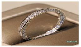 Schattige Victoria Wieck Luxe Sieraden 925 Sterling Zilver Corss Band Pave Witte Saffier CZ Diamant Vrouwen Bruiloft Ringen voor Lov8625831