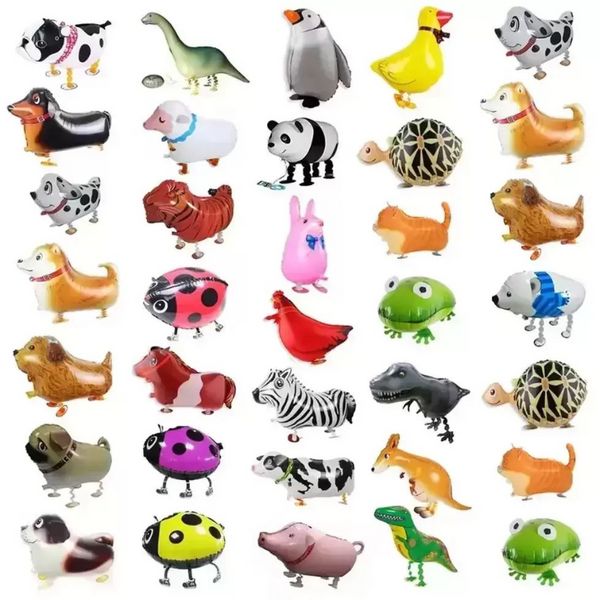 Ballons à hélium animaux marchant mignons, chat, chien, dinosaure, à Air, décorations d'anniversaire, pour enfants et adultes, décor de fête, P1018