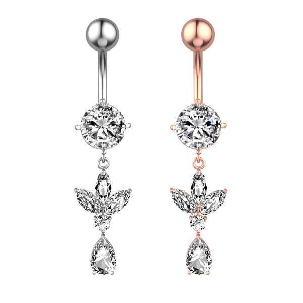 Mignon goutte d'eau pendentif cristal nombril anneaux Sexy Piercing nombril ongles corps bijoux pour femmes fille plage anneau