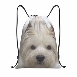 Mignon Westie Dog Cordon Sac à dos Sport Sac de sport pour hommes Femmes West Highland White Terrier Puppy Shop Sackpack c1lU #