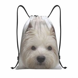 Leuke Westie Dog Drawring Backpack Sports Gym Bag voor mannen Women West Highland White Terrier Puppy Shop Sackpack G998#