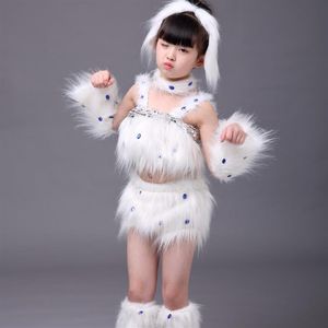 Costumes de danse de chien blanc mignon pour filles costumes de danse d'animaux vêtements de maternelle enfants costume animal performance254L