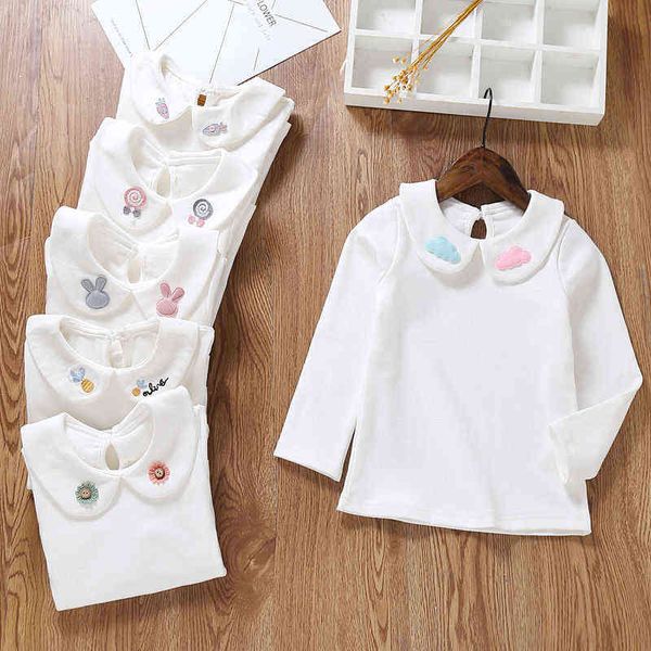 T-shirt pour enfants à manches longues pour filles blanches mignonnes chemise de fond enfants printemps et été automne T-shirt à manches longues école G1224