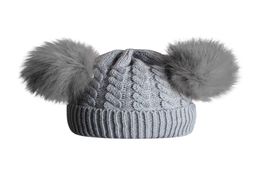 Mignon d'hiver bébé en laine douce caps chauds ball de fourrure de fourrure de fourrure de pompe girl fille garçon hiver tricot caps for girls hemming chapeau bonnet9029096