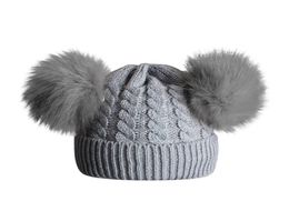 Mignon d'hiver bébé en laine douce caps chauds ball de fourrure de fourrure de fourrure de pompe girl girl garçon hiver tricot caps for girls hemming chapeau bonnet 3014354