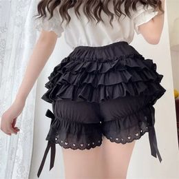 Mignon pantalon noir shorts noirs citrouille exterping plied floelrs blanc victorien lolita sautes vintage nœud 240407