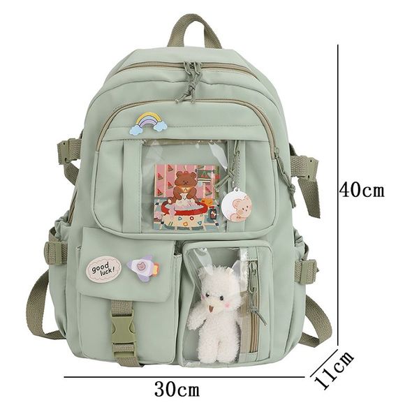 Mochilas lindas para mujeres Mochilas impermeables Mochila escolar para computadora portátil Kawaii Student Nylon Book Female Multi-Pocket Girls Pack para Odbst