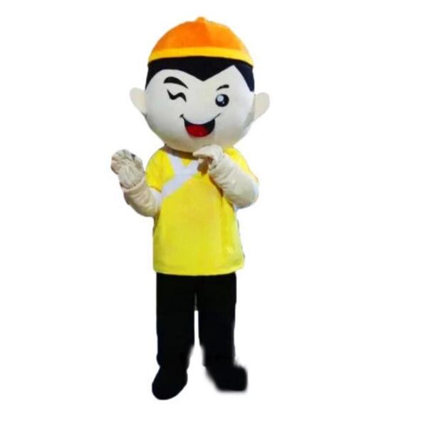 Vêtements jaunes mignons Costume de mascotte de garçon Halloween Noël Fantaisie Fête Personnage de dessin animé Costume Adulte Femmes Hommes Robe Carnaval Unisexe Adultes