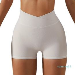 Pantalons de yoga mignons tenues taille croisée shorts de fitness élastiques sport de course beathable leggings à séchage rapide 33