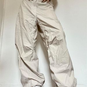 Cuteandpsycho surdimensionné solide Joggers Tech pantalon taille haute Streetwear mode marron Baggy pantalon Y2K décontracté Vintage vêtements 220719