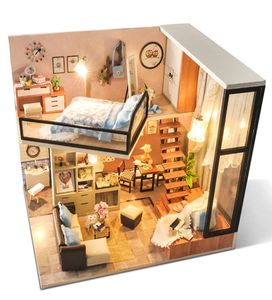 Mignebee DIY Doll House en bois Dolles Houses Minatuture Dollhouse Furniture Kit Toys for Children Gift Gift TD16 Y2004133938858