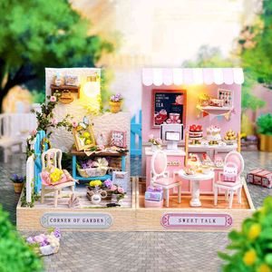 CUTEBEE DIY Dollhouse Miniature Kit En Bois Roombox Maison De Poupée avec Meubles Casa Jouets pour Enfants Cadeau De Noël QT31 AA220325