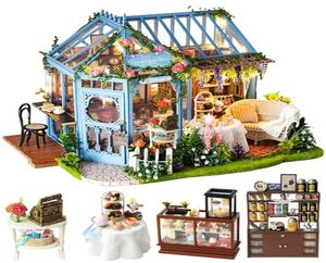 CUTEBEE DIY Poppenhuis Houten poppenhuizen Miniatuur Poppenhuis Meubelset Casa Muziek Led Speelgoed voor Kinderen Verjaardagscadeau A68A MX7470632