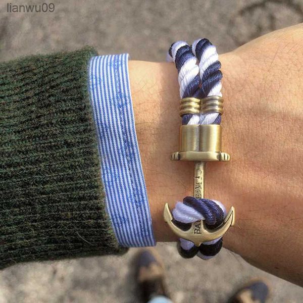 CUTEECO Bracelet Homme Mode Marine Anchor Bracelet Voile Survie Multicouche Amoureux Corde Chaîne Métal Crochet Marin Cadeau 2021 L230704