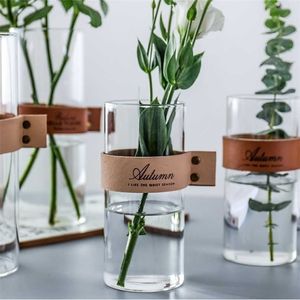 CuteLife Nordic Transparent Fleur Vase en verre Table de salon Décoration de la maison Plante hydroponique d'eau 211215