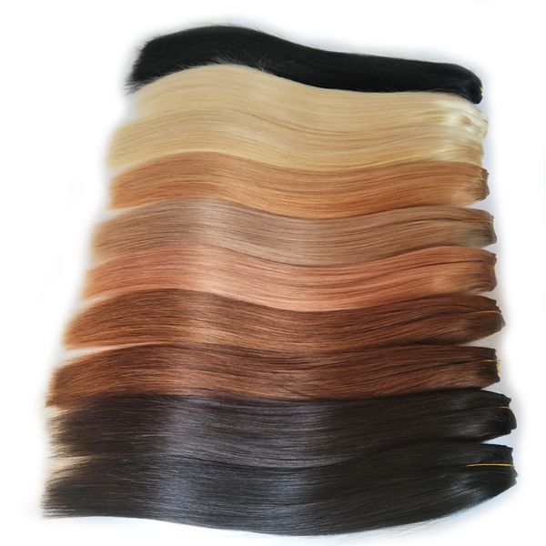 Tissage en lot brésilien naturel Remy lisse avec cuticules, noir, brun, blond, rouge, 8 à 26 pouces, Extension de cheveux, achetez 2 ou 3 lots