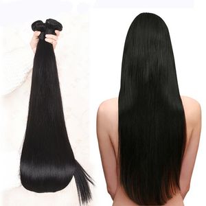 Cabello alineado con cutícula Cabello indio sin procesar Cabello brasileño Remy Paquetes de cabello humano Recto 30-40 pulgadas 100 g / Paquete al por mayor