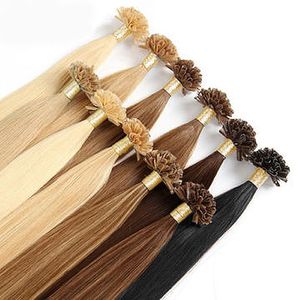 Cuticules alignées Virgin Nano U Tip Extensions de cheveux humains Remy haute qualité double dessiné 1g / brin 100g / lot brésilien péruvien indien 12-28 pouces sortie d'usine