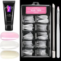 Poussoirs à cuticules 6Pcs UV Gel Extension Nail Art French Set Construction rapide Moule Conseils Acier inoxydable Cuticule Cuillère Pusher Slice Brush Kit 230616