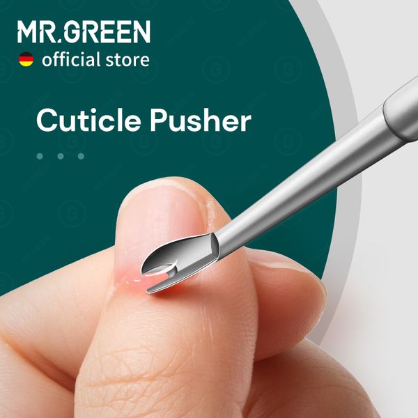 Empujadores de cutículas MR GREEN Remover Dead Skin Pusher Grade Acero inoxidable Nail Art Herramientas de manicura Raspador Limpiador Trimmer 230520