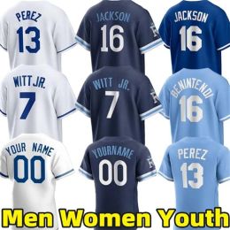 Custom Baseball Jerseys 7 Bobby Witt Jr. Bo Jackson Salvador Perez Franmil Reyes Michael Massey Hunter Dozier Zack Greinke Vinnie Pasquantino Edward Olivares Jersey