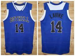 Cutom Zach Lavine 14 # Bothell High School Basketball Jersey cousé bleu tout nom de numéro de numéro S-4xl