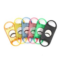 Cutter Pocket Plastic cigarro cuchilla portátil de punta redonda cigarros cuchillo de cuchillo tijeras manejes de plásticos herramienta de fumar 6 colores s s