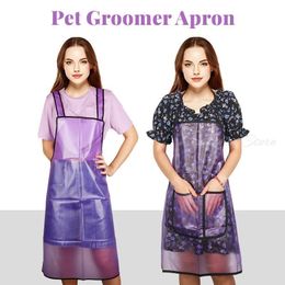 Cape 70/95/107cm kapperswinkel snijden Pet Doomer Working Appons Hairdressing Apron Hair Salon Waterdichte transparant PVC -schort met pocket 230811