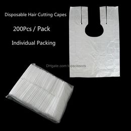 Capa de corte para el cuidado del cabello, productos de herramientas de estilismo, 200 unidades/paquete, tela de peluquero desechable, chal impermeable para el cuello, vestido de salón para champú de barbería