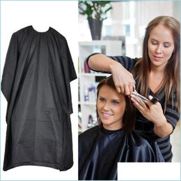 Cape de coupe de cheveux Cape Pro Salon de coiffure Coiffeur Robe en tissu Barbier Tablier imperméable noir Coupe de cheveux Capes Drop Delive Dhqbs