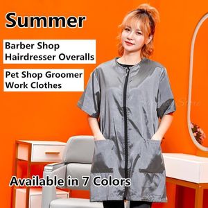 Snijden Cape Zomer Pet Shop Uniform Schort Waterdichte en ademende werkkleding Anti-stof Schoonheidsspecialiste Schort Hond Kat Grooming G0623 230719