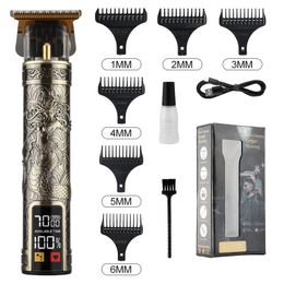 Cape de coupe T9 LCD coiffeur électrique huile tête de rasage poussoir sculpture tondeuse cheveux tondeuse de précision pour hommes soins 230325