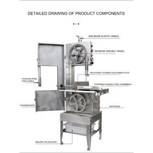 Machine de découpe commerciale en acier inoxydable scie viande porc côtes trancheuse équipement de traitement d'os bovin