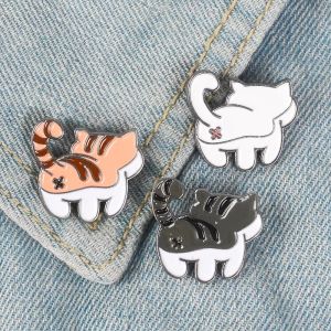 Cutyyy Chat Émail Broches Blanc Noir Orange Chaton badge broche Sac Vêtements Épinglette Dessin Animé Animal Bijoux Cadeau pour les fans de Chats