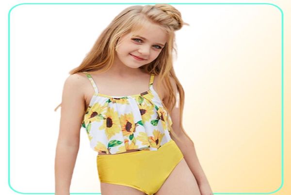 Cvsea 2022 deux pièces Bikinis adolescents jaune impression maillots de bain vêtements de plage pour 510 ans filles été maillots de bain 4489063