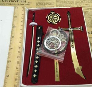 CWFDY 6PCSSET One Piece Keychain Trafalgar Law Ring Holder Dracule Mihawk Black Sword Toy Key Chain Men Chaveiro Cosplay 2104093596540