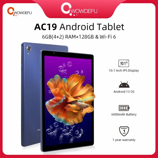 CWOWDEFU Tablet 10 pulgadas Android 13 Octa Core 6GB (4+2 extender) Ram 128 GB ROM 6000MAH 5G WiFi Cámara dual Tipo C Tab PC 2023 Tableta