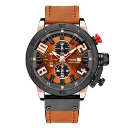 Cwp 2021 CURREN marque de luxe mode décontracté bracelet en cuir montre pour hommes militaire Quartz chronographe mâle horloge hommes montres-bracelets cadeau C3