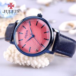 cwp 2021 JULIUS JA-888 Dames Stijlvol Spin-wo Textuur Quartz Horloge Vrouwelijke Mode Casual Horloge Vintage Klok Goud D220k