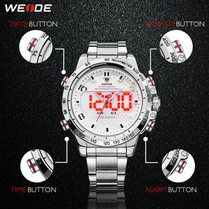 cwp 2021 WEIDE montre Homme Sport Rétro-Éclairage LED Affichage Analogique Alarme Auto Date Militaire Armée Bracelet En Acier Inoxydable Quartz Relogio Ma2917