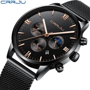CWP CRRJU MENS CHRONOGRAPHICATION BUSSICNEDS With Mesh Belt Fashion Sports Quartz Army Wrist Watch Men Date Date Luxury Terproof