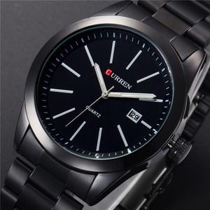 CWP Curren Fashion Men Watches Full Steel polshorloge Classic Business Male Clock Casual Military Quartz Calendar Watch Reloj277s