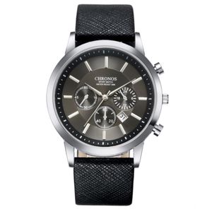 CWP Luxury Watch Heren Topmerk Holuns Echte 50m Waterdicht lederen mannen Business Casual Fashion Quartz Horloges Montre Homme/007 BRW Gift