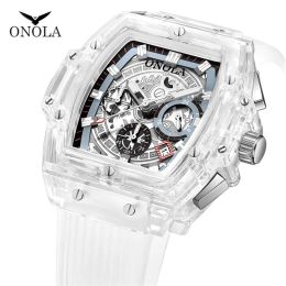 cwp ONOLA Transparent Plastique carré Montre Hommes Femmes De Luxe chronographe montre-bracelet Mode casual Sport unique Quartz242A