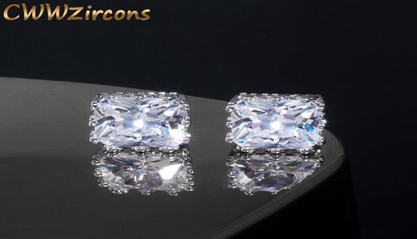 CWWZircons 2020 nouveau design couleur or blanc couronne carrée zircon cubique grand poteau boucles d'oreilles pour les femmes CZ0291141519